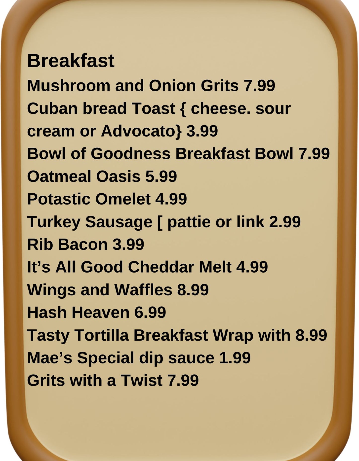 Breakfast Menu
